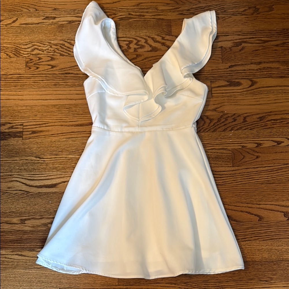 Lulu's White Ruffle Mini Dress